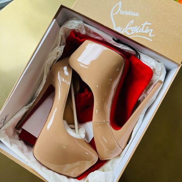 Christian Louboutin daffodile high heel platform pump nude patent leather size 7 - Picture 6 of 7
